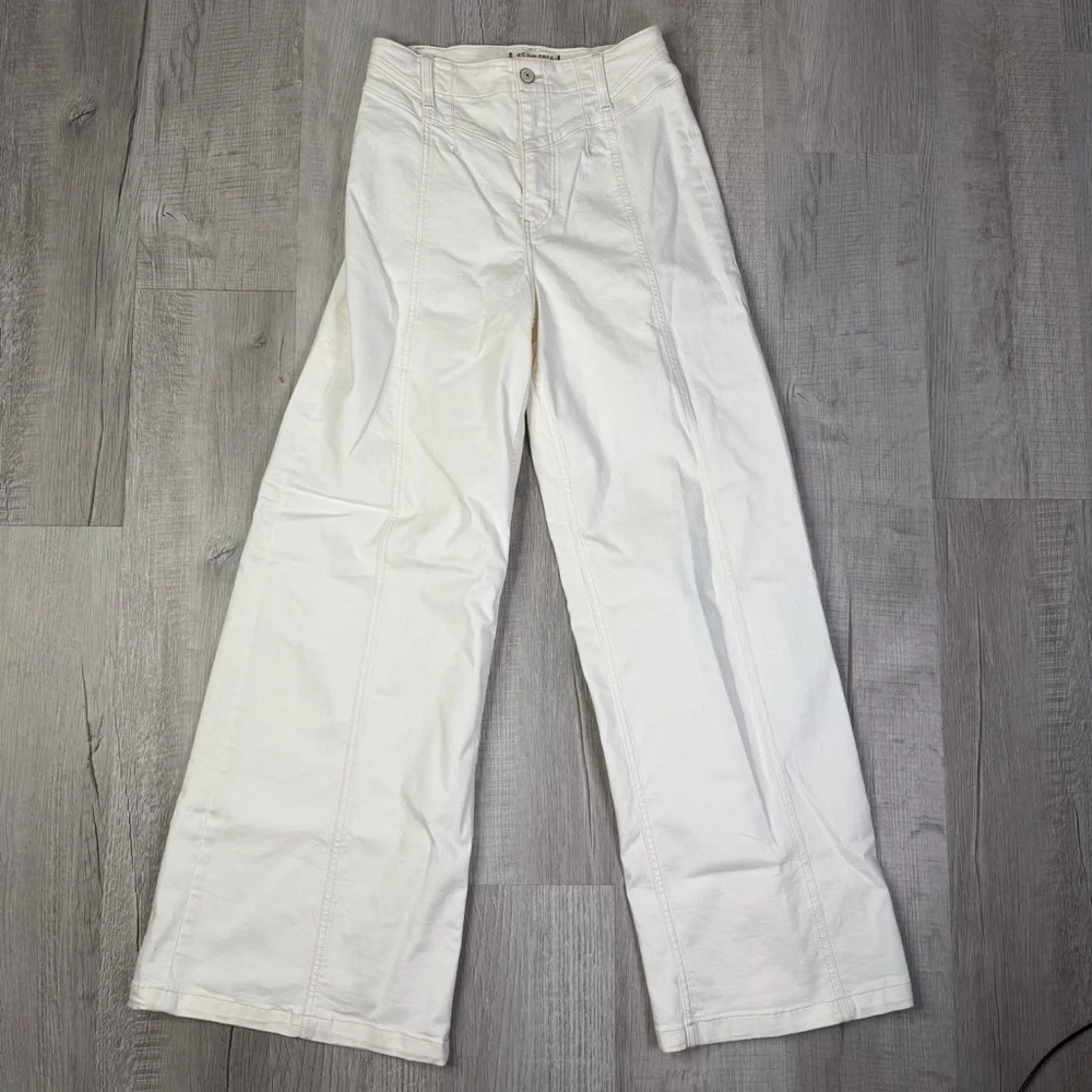 Free People White Wide Leg Flare Jeans